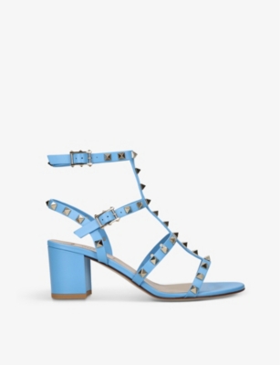 Rockstud leather heeled sandals