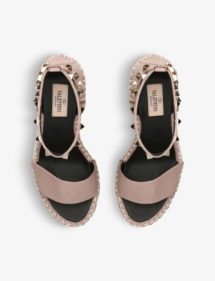 Rockstud 105 leather espadrille wedges