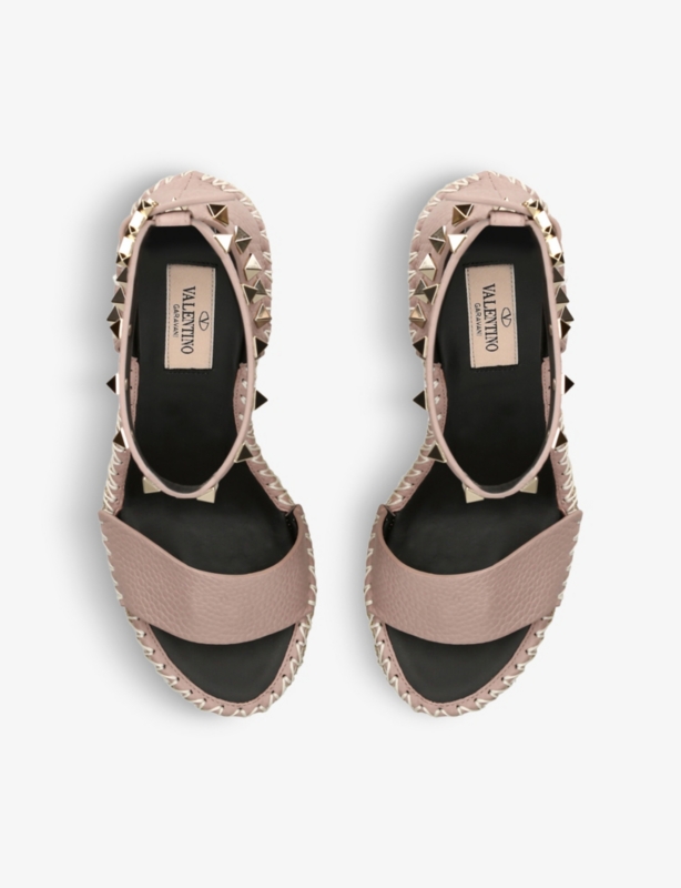 Rockstud 105 leather espadrille wedges