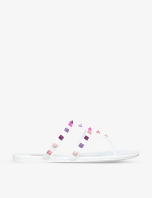 Valentino rockstud flat hot sale rubber sandals