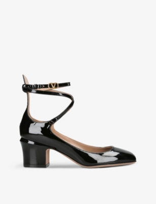 Valentino 60mm Tan-go Patent Leather Pumps In Black