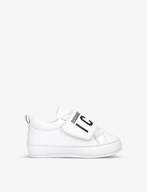 DSQUARED2: Icon logo-print leather trainers 4 months - 1 years