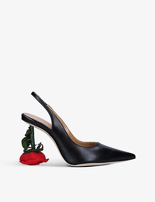 LOEWE: Rose pointed-toe leather slingback heels