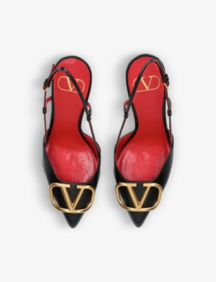 VALENTINO GARAVANI VLOGO 120 pointed-toe leather slingback courts