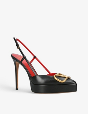 VALENTINO GARAVANI VLOGO 120 pointed-toe leather slingback courts