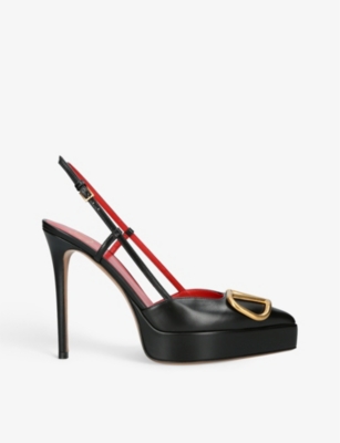 VALENTINO GARAVANI VLOGO 120 pointed-toe leather slingback courts