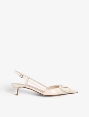 VALENTINO GARAVANI: VLOGO 40 pointed-toe leather slingback courts