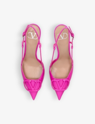 VALENTINO GARAVANI VLOGO 80 pointed-toe leather slingback courts