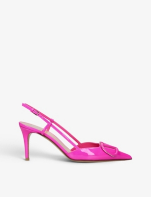 VALENTINO GARAVANI: VLOGO 80 pointed-toe leather slingback courts