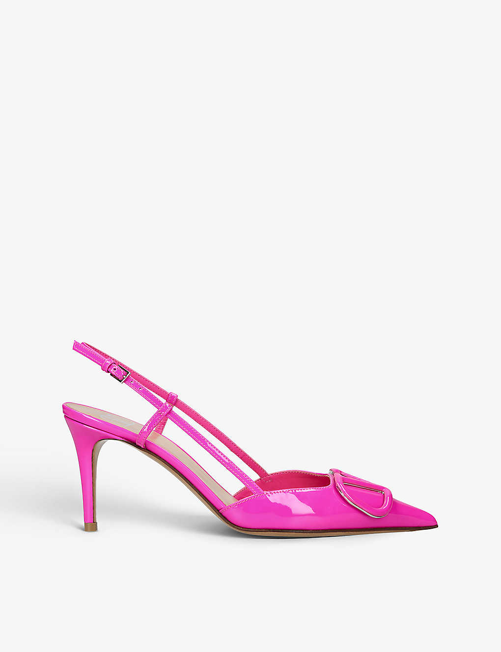 Valentino Garavani Vlogo 80 Pointed-toe Leather Slingback Courts In Pink