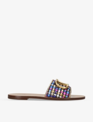VALENTINO GARAVANI: VLOGO logo-plaque leather slides