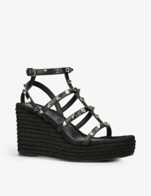 VALENTINO GARAVANI Rockstud 95 braided leather heeled sandals