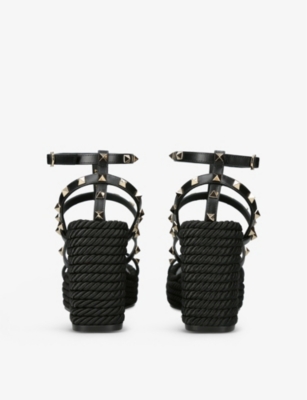 VALENTINO GARAVANI Rockstud 95 braided leather heeled sandals