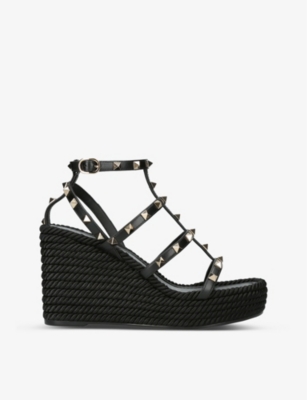 VALENTINO GARAVANI Rockstud 95 braided leather heeled sandals