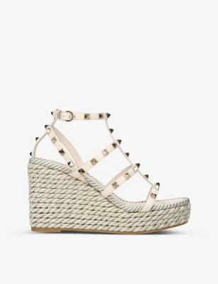 VALENTINO GARAVANI: Rockstud 95 braided leather heeled sandals