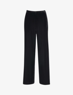 Whistles Womens Black Wide-leg High-rise Velvet Trousers