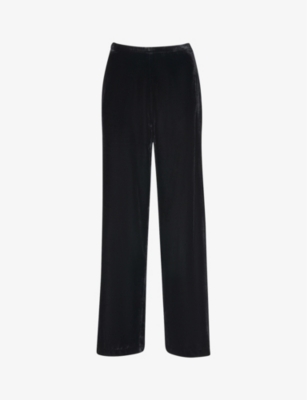 Whistles Womens Black Wide-leg High-rise Velvet Trousers In Black