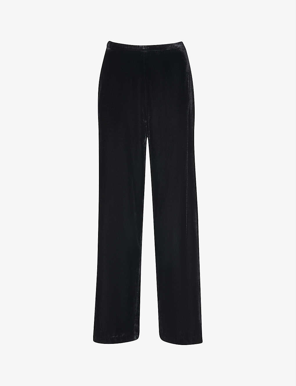 Whistles Womens Black Wide-leg High-rise Velvet Trousers