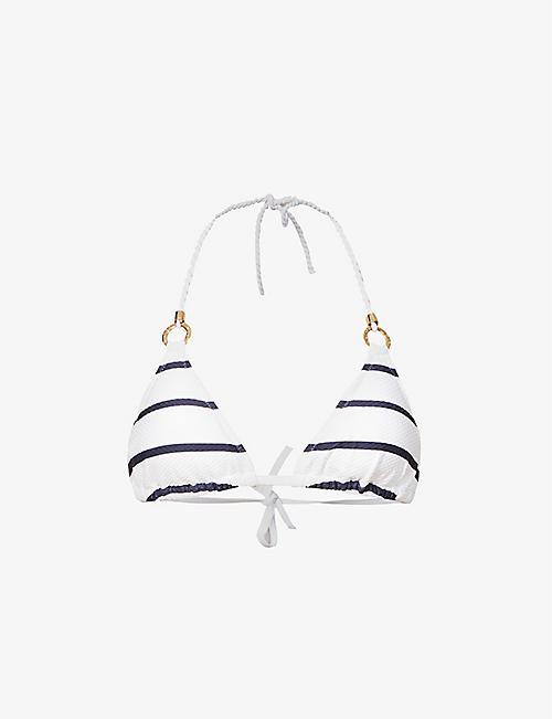 HEIDI KLEIN: Ring halterneck striped woven bikini top