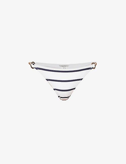 HEIDI KLEIN: Stripe ring-embellished stretch-woven bikini bottoms