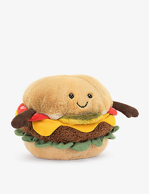 JELLYCAT：逗趣汉堡柔和毛绒玩具 11 厘米