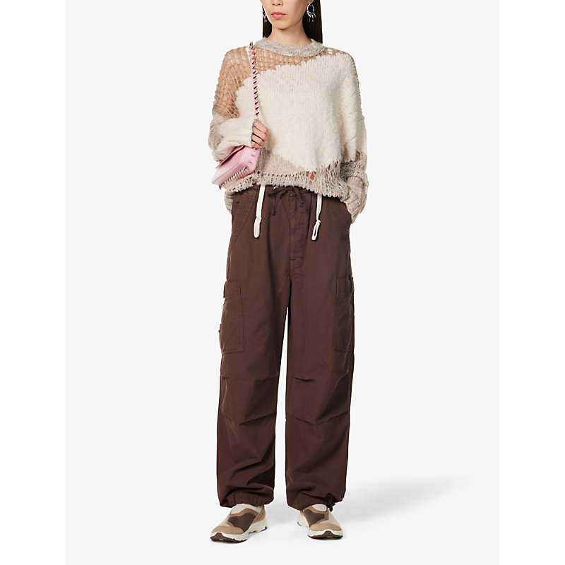 Shop Jaded London Parachute Wide-leg High-rise Cotton Trousers In Brown