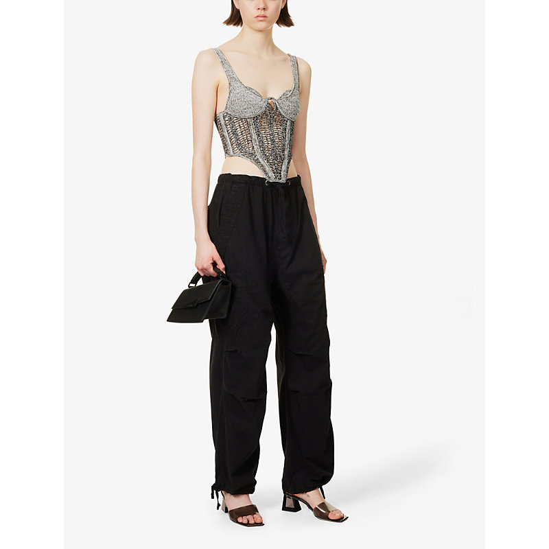 Shop Jaded London Parachute Relaxed-fit Wide-leg High-rise Cotton Trousers In Black