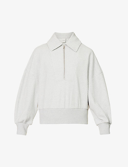 VARLEY: Blair half-zip fastened ribbed cotton-blend sweatshirt