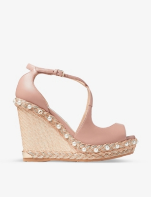 JIMMY CHOO Dakota 120 espadrille leather wedge sandals Selfridges