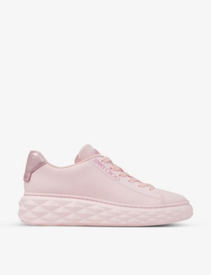 JIMMY CHOO JIMMY CHOO WOMEN'S V POWDER PINK DIAMOND LIGHT MAXI LOGO-EMBROIDERED KNITTED TRAINERS,62795365