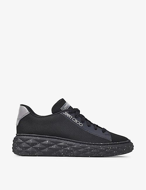 JIMMY CHOO: Diamond Light Maxi logo-embroidered knitted low-top trainers