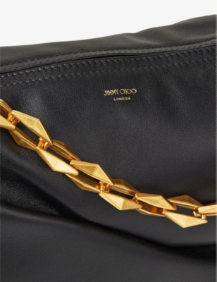Shop Jimmy Choo Diamond Soft Quilted Leather Hobo Bag In Black/gold