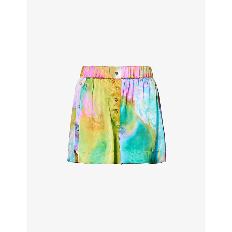 Alemais Irving Silk Satin Shorts In Multi