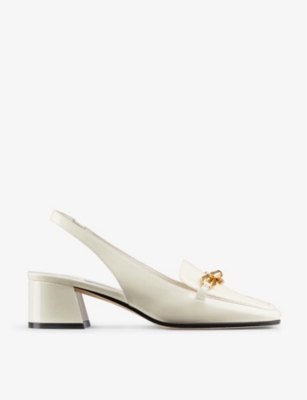 Jimmy Choo Tilda Patent Leather Block-heel Loafer Pumps In Neutral