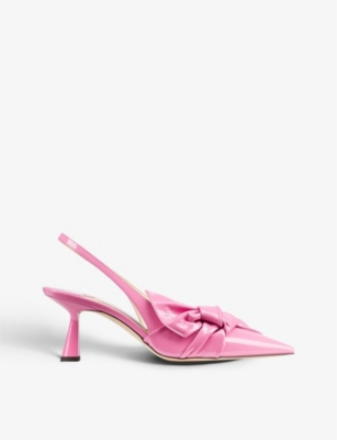 JIMMY CHOO - Elinor 45 bow-embellished slingback leather courts ...