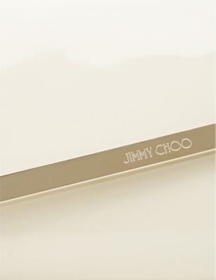 Jimmy Choo Emmie Patent Leather Clutch Bag In Latte/light Gold