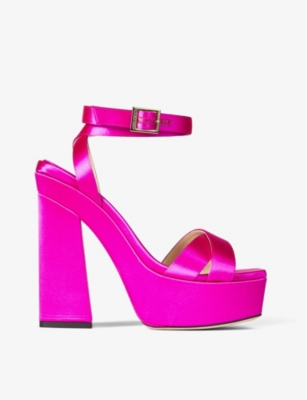 Jimmy Choo Gaia 140 Satin Platform Sandal In Pink