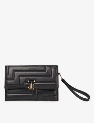 Square envelope quilted nappa leather clutch bag, Jimmy Choo