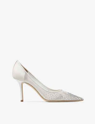 Jimmy Choo Love 85 Crystal-embellished Mesh Pumps In White