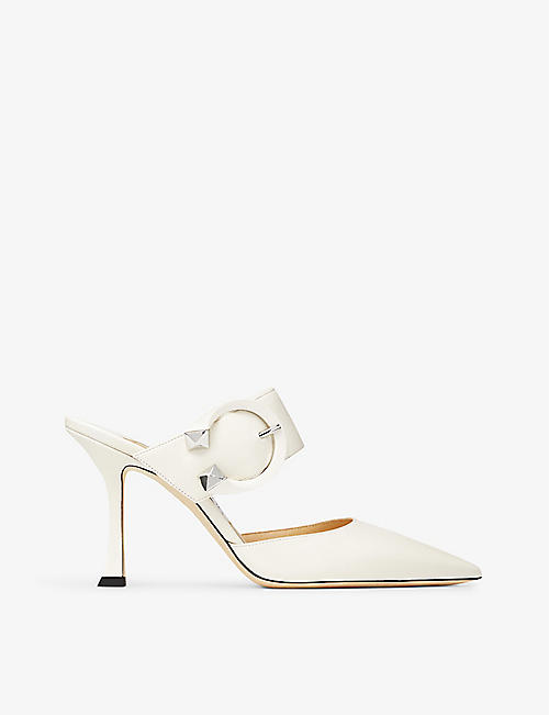 JIMMY CHOO: Magie buckle-embellished leather heeled mules