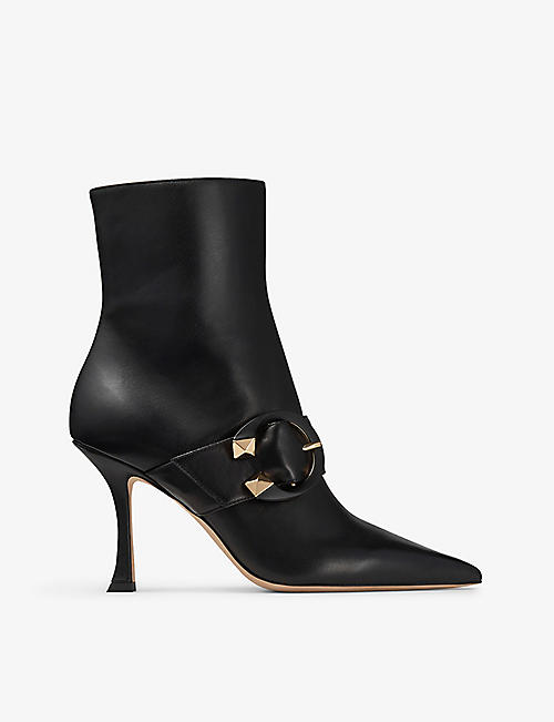 JIMMY CHOO: Magik 90 C-buckle heeled leather ankle boots