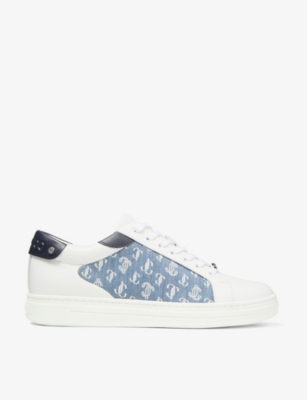 JIMMY CHOO JIMMY CHOO WOMEN'S V DENIM/NAVY/WHITE ROME MONOGRAM LEATHER LOW-TOP TRAINERS,62804678