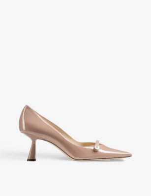 Shop Jimmy Choo Womens  Rosalia 65 Pearl-embellished Patent-leather Courts In Ballet Pink