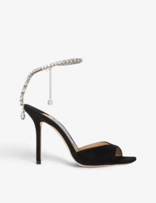 JIMMY CHOO: Saeda crystal-embellished suede courts