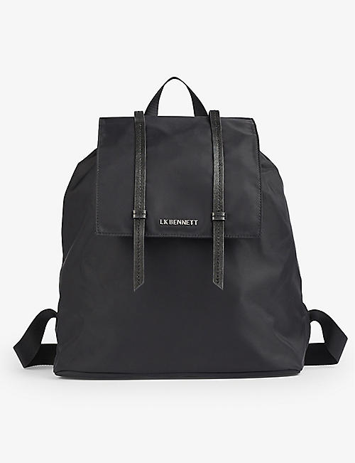 LK BENNETT: Billie logo-embossed recycled nylon backpack