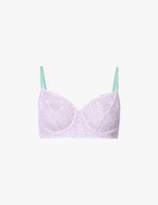 DORA LARSEN: Anais embroidered stretch-recycled nylon bra