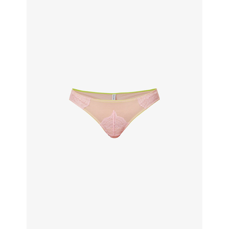Dora Larsen Womens Light Pink Lotte Floral-embroidered Lace Thong