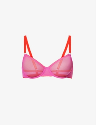 DORA LARSEN - Pixie semi-sheer stretch-recycled nylon underwired bra ...