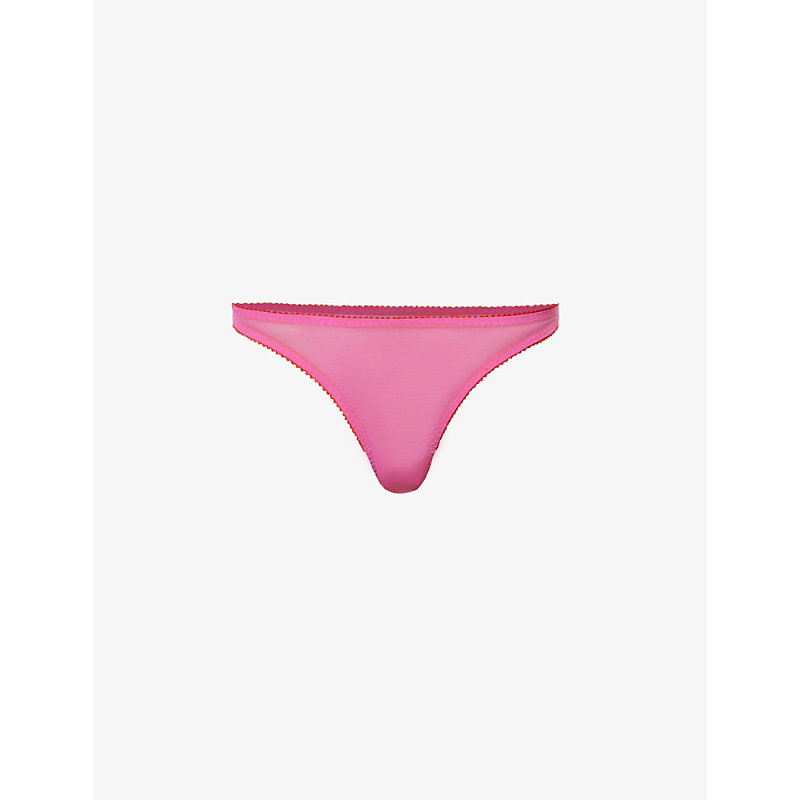 Dora Larsen Womens Hot Pink Pixie Semi-sheer Stretch-recycled Nylon Thong