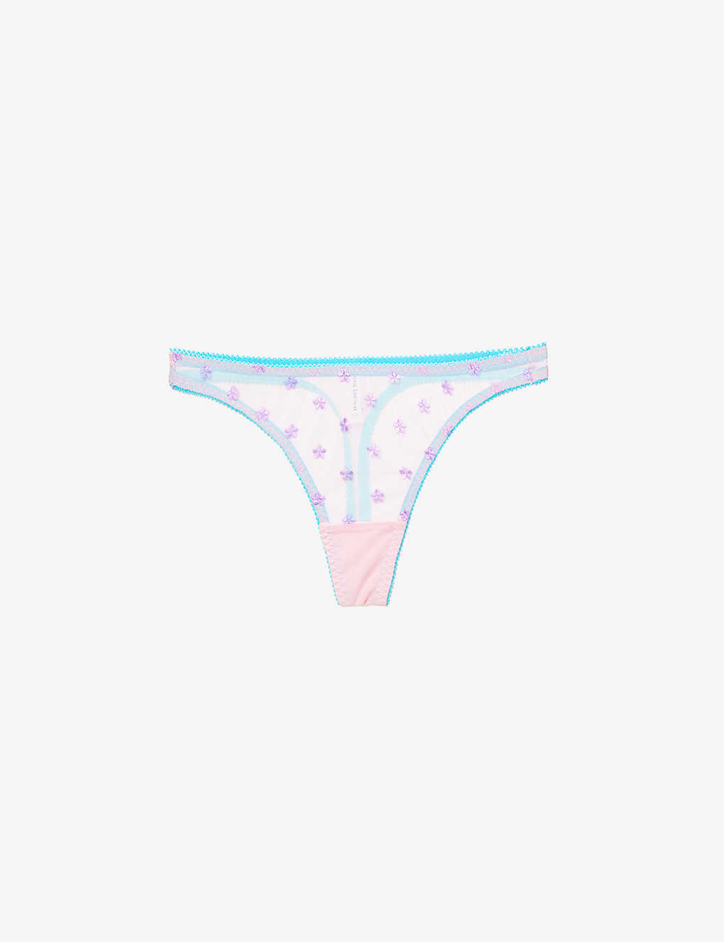 Dora Larsen + Net Sustain Beth Embroidered Recycled-tulle Thong In Pastel Pink